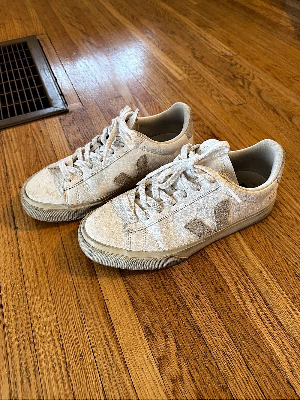 Veja Campo Leather Extra White Natural Suede Sneakers White & Gray US 8